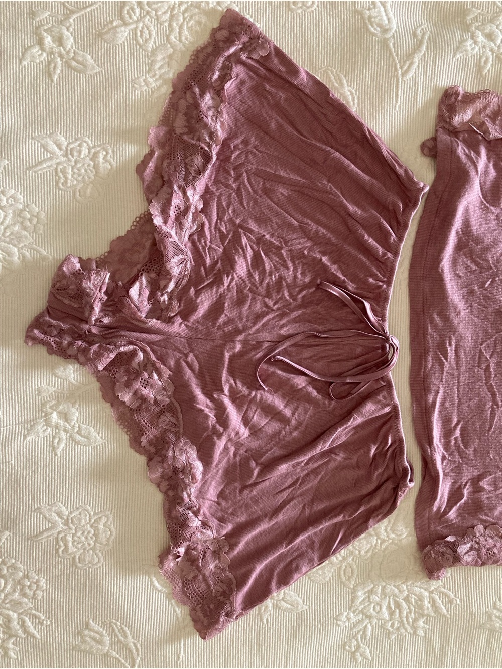 Victoria's Secret Dusty Rose Lace-Trim Cami & Short Pajama Set - Picture 5 of 7